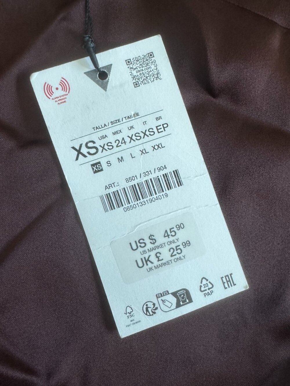 Satin Camisole with Lace Trim — Zara Chocolate Brown NWT XS - Picture 10 of 10